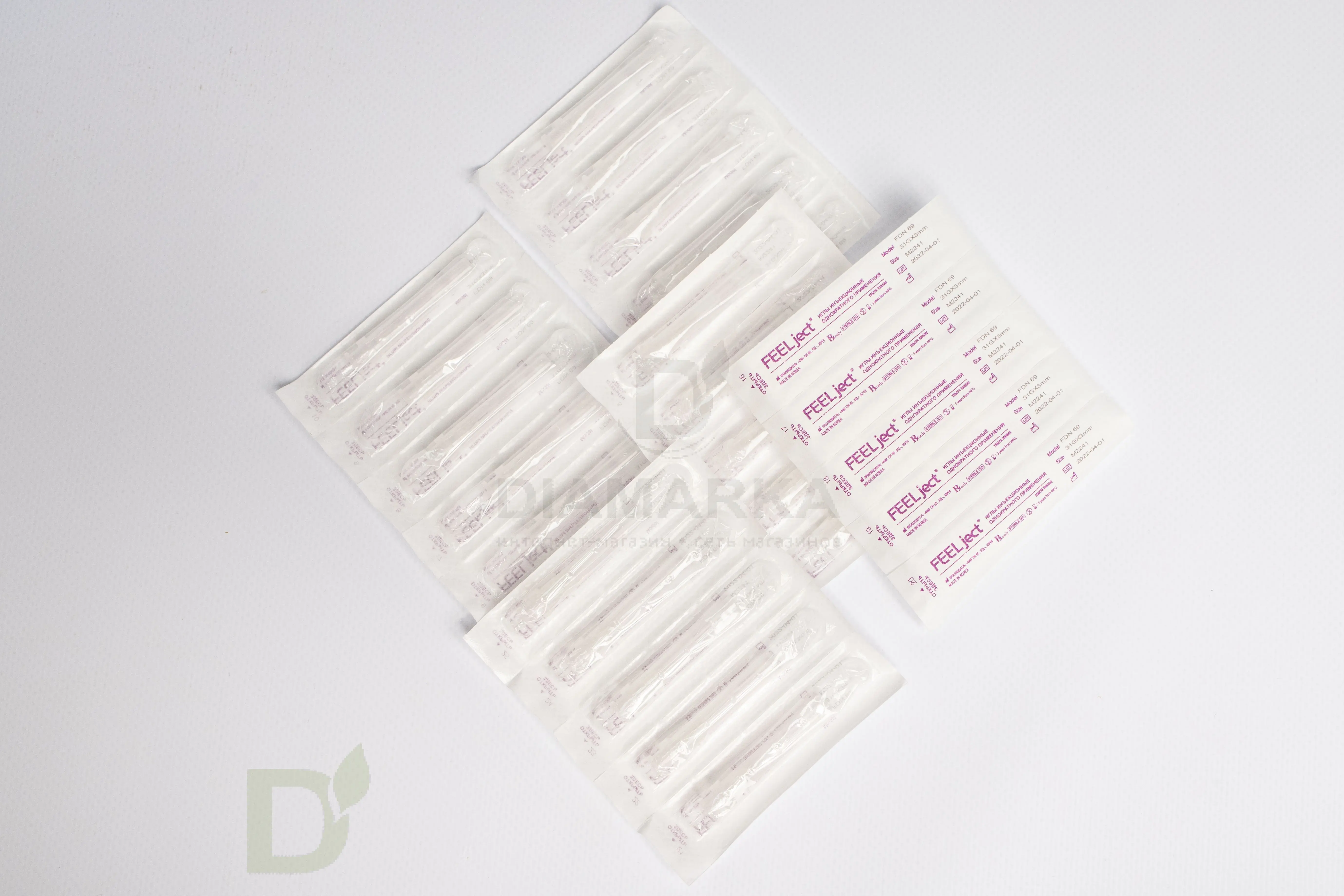 Мезоиглы инъекционные FEELject 31G (0.26мм*3мм), ультра тонкие, 100 шт.