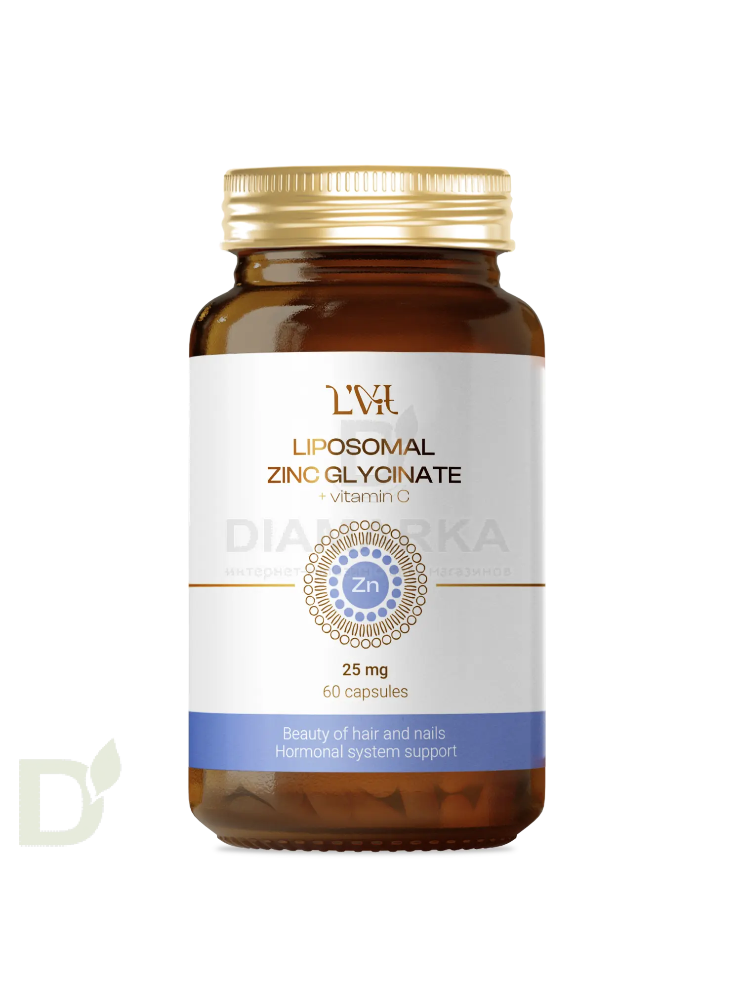 Витамины L'Vit Liposomal Zinc Glycinate + Vitamin C, 25 мг в 1 капсуле, 60 капс в Екатеринбурге