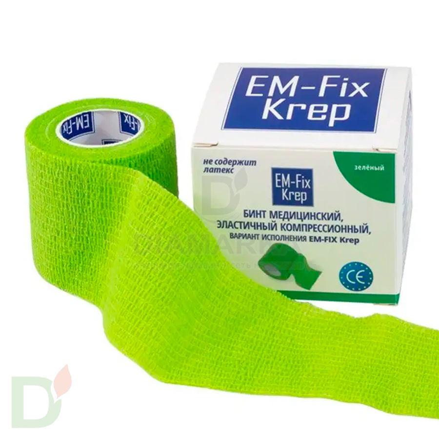 Бинт эластичный когезивный EM-fix krep Лайм, 5 см х 4,5 м в Екатеринбурге