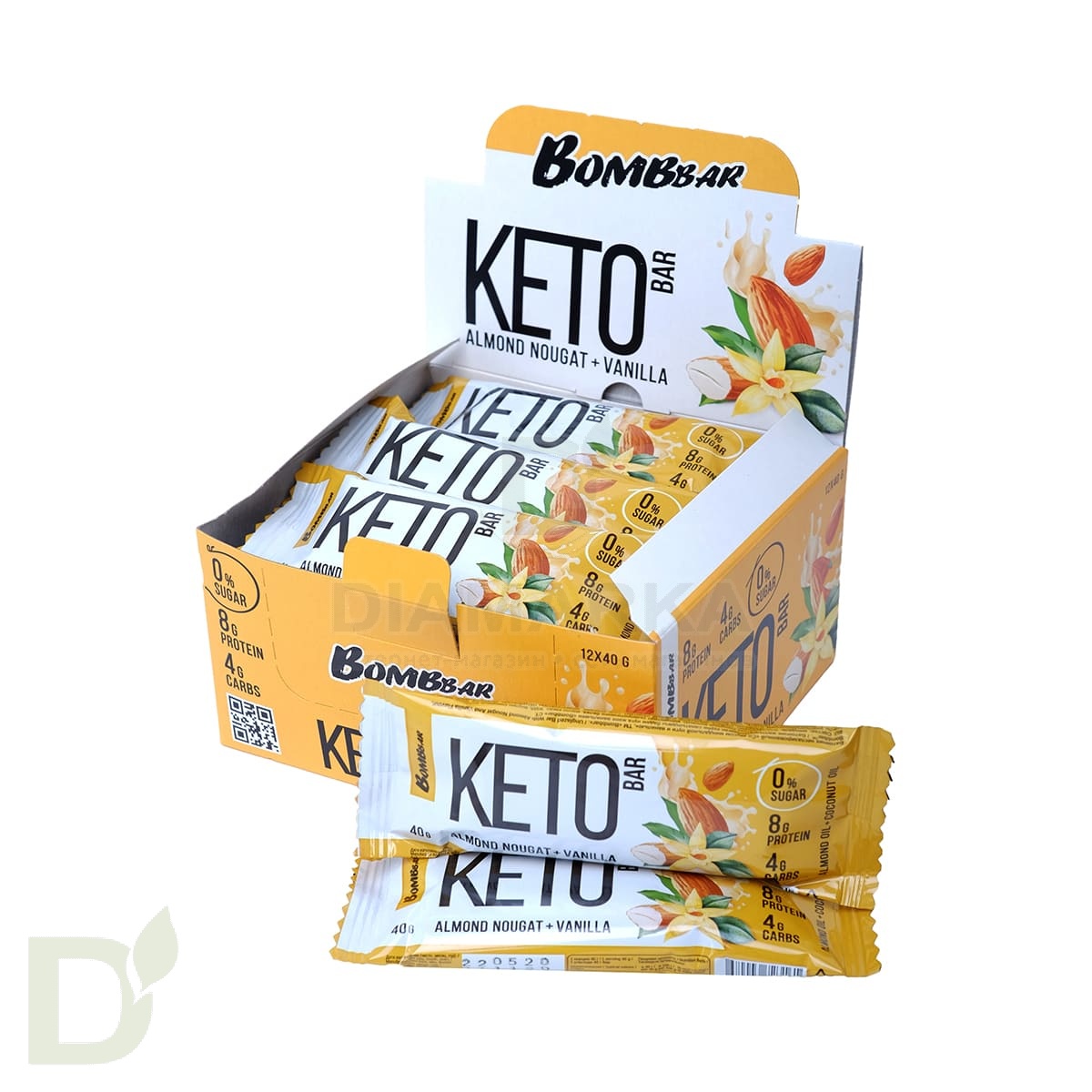 Батончик BOMBBAR Кето Миндальная нуга с ванилью 40гр.