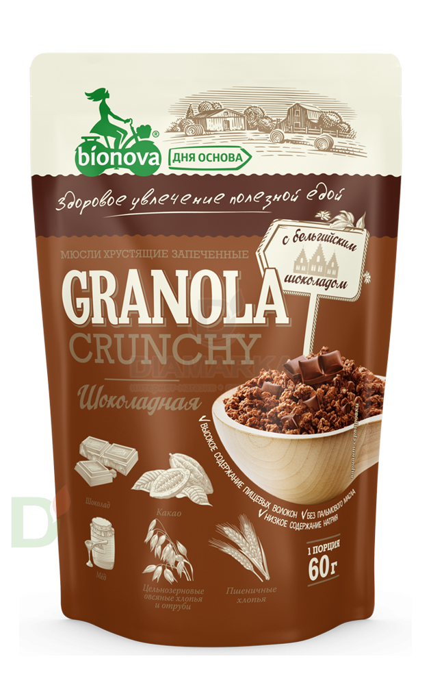 Мюсли Bionova Шоколад запеченные хрустящие, 60г