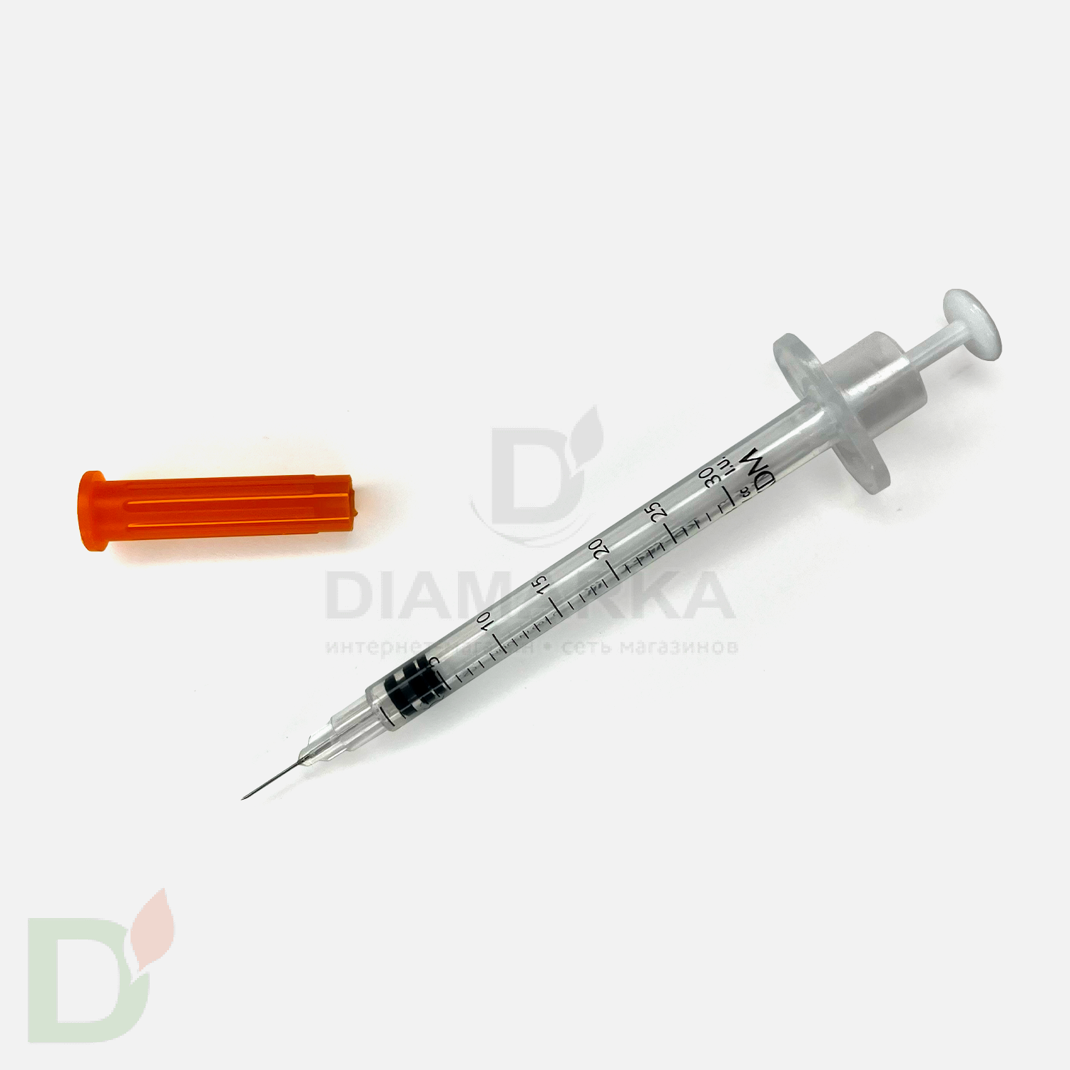 Шприцы инсулиновые KDM 100МЕ/0,3мл с иглой 30G (0.30мм*8мм), 10 шт.