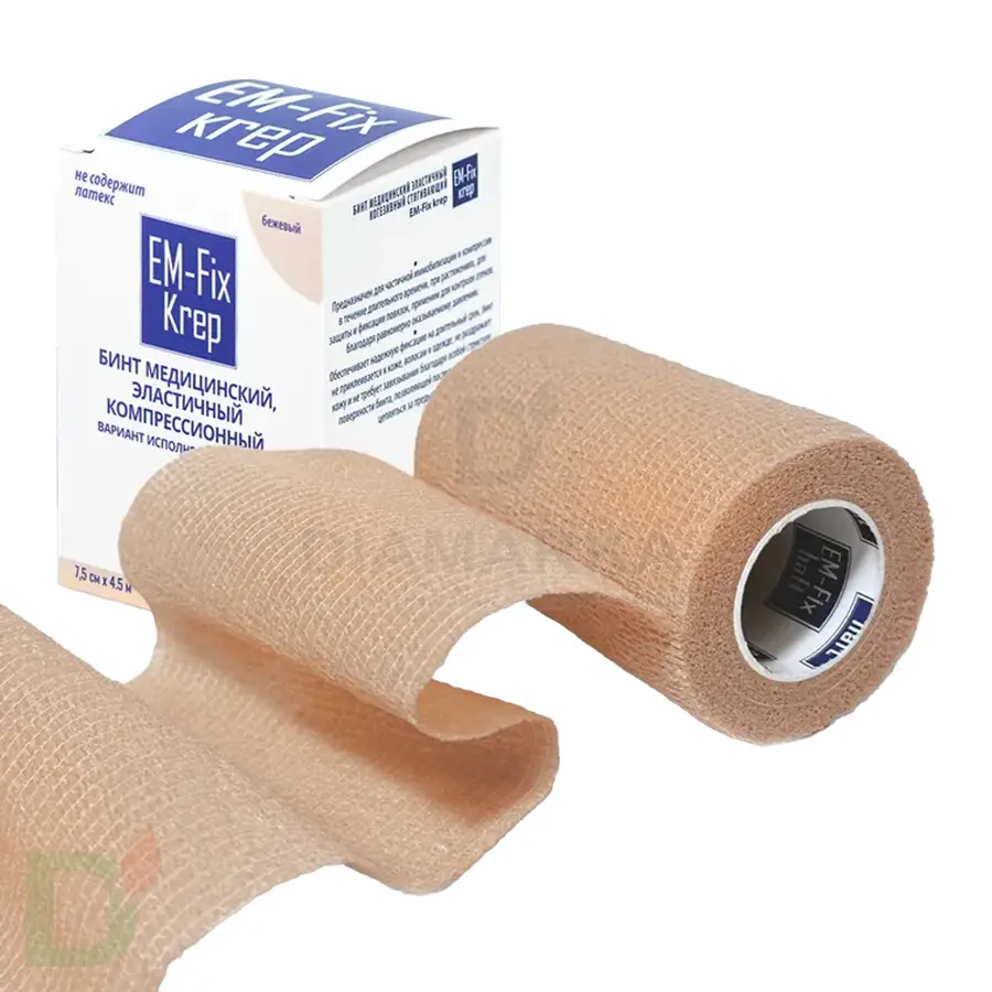 Бинт эластичный когезивный EM-Fix krep бежевый, 7,5 см х 4,5 м в Екатеринбурге