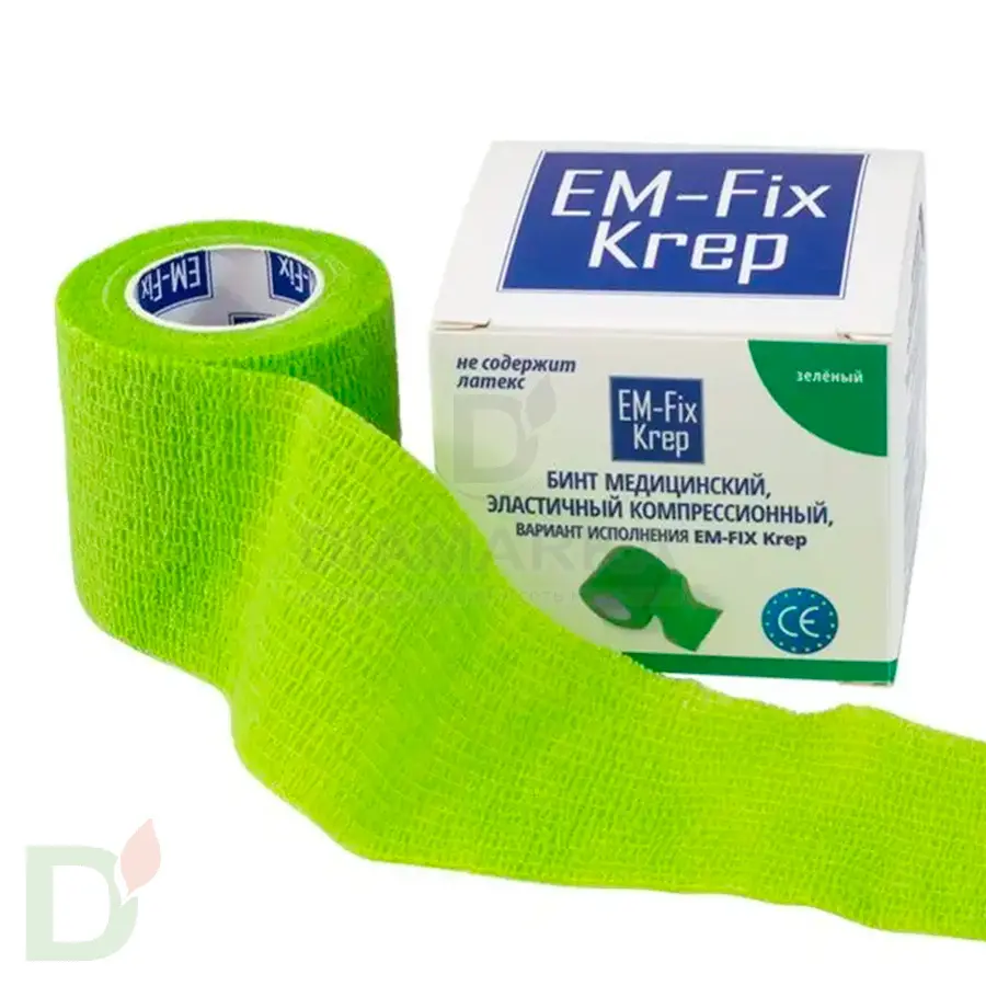 Бинт эластичный когезивный EM-fix krep Лайм, 5 см х 4,5 м в Екатеринбурге