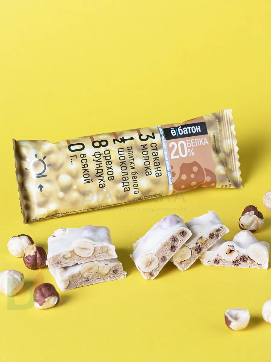 Батончик протеиновый Ё/батон "Лесной орех-Печенье" в белой глазури 40гр в Екатеринбурге