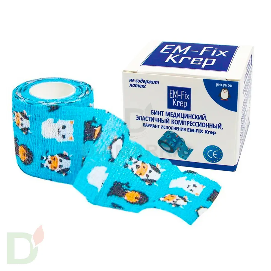 Бинт эластичный когезивный EM-fix krep Детский, 5см х 4,5м в Екатеринбурге