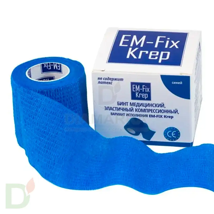 Бинт эластичный когезивный EM-fix krep Синий, 5 см х 4,5 м в Екатеринбурге